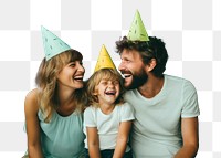 PNG A family wearing party hat laughing portrait adult. 