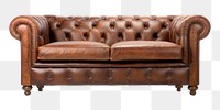 PNG  Chesterfield sofa furniture armchair brown. AI generated Image by rawpixel.