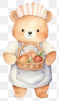 PNG Bear chef basket cartoon bread. 