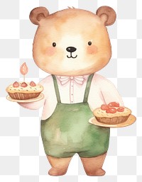 PNG Bear waiter holding cartoon food. 