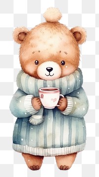 PNG Cartoon drink cute bear. 