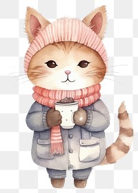 PNG Cartoon kitten winter cute. AI generated Image by rawpixel.