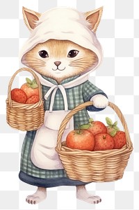 PNG Fox chef basket holding cartoon. 