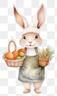 PNG Rabbit chef animal basket cartoon. 