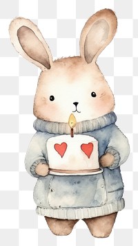 PNG Rabbit holding a cake cartoon mammal animal. 