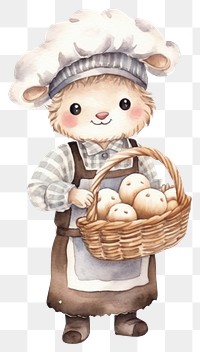 PNG Sheep chef basket holding cartoon. 