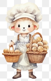 PNG Sheep chef basket holding cartoon. 