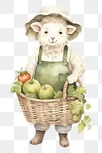 PNG Sheep gardener basket vegetable holding. AI generated Image by rawpixel.