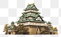 PNG Osaka Castle architecture building temple. 