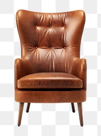 PNG Brown leather wing chair furniture armchair  