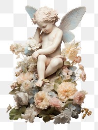PNG Cherub flower angel plant. AI generated Image by rawpixel.