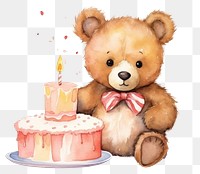 PNG Cute bear cake birthday dessert. 