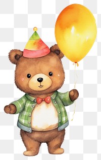 PNG Cute bear birthday balloon toy. 