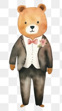 PNG Animal wedding cartoon doll toy. 