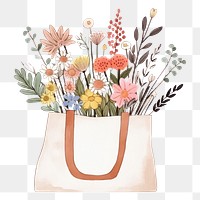 PNG  Flower bouquet bag handbag plant. AI generated Image by rawpixel.