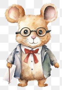 PNG Mouse teacher animal glasses cartoon. 