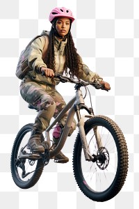 PNG Outfit portrait bicycle vehicle. AI generated Image by rawpixel.