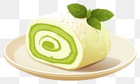 PNG Matcha cream roll dessert plate plant. 