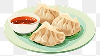 PNG Chinese dumpling plate food meal. 