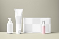 Skincare set png mockup, transparent design