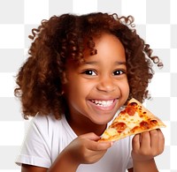 Little girl png eating pizza, transparent background. AI generated Image by rawpixel