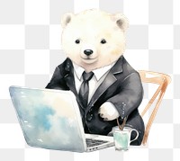 PNG Computer laptop bear suit. 