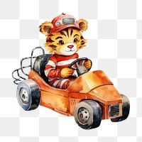 PNG Baby cute tiger vehicle driving car. 