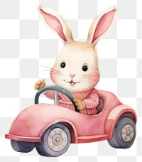 PNG Cute rabbit driving mammal animal pink. AI generated Image by rawpixel.