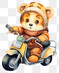 PNG Cute tiger riding motorcycle vehicle baby. 