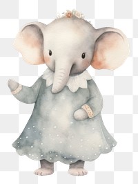 PNG 2 Elephants cute character rat white background togetherness. 