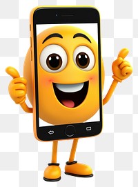 PNG Emoji phone white background anthropomorphic. AI generated Image by rawpixel.