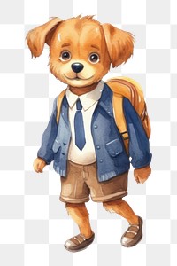 PNG A dog wear school uniform toy white background representation. 