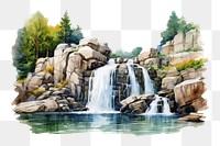 PNG Waterfall outdoors nature forest. AI generated Image by rawpixel.