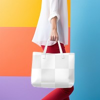 Leather tote bag png mockup, transparent design