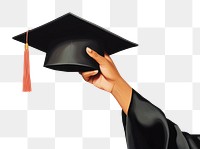 PNG Hand holding graduation hat intelligence achievement certificate. AI generated Image by rawpixel.