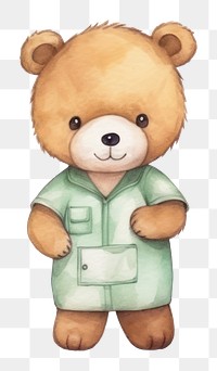 PNG Cute bear nurse toy white background representation. 