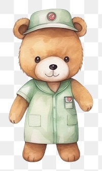 PNG Cute bear nurse toy white background representation. 