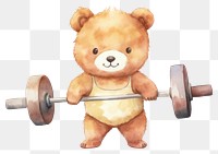 PNG Cute bear fitness toy white background representation. 