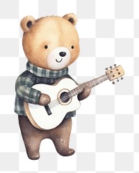 PNG Cute otter singing guitar anthropomorphic representation. 