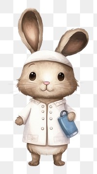 PNG Cute rabbit nurse figurine toy white background. AI generated Image by rawpixel.
