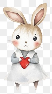 PNG A cute rabbit nurse cartoon animal mammal white white background. AI generated Image by rawpixel.
