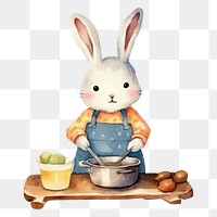 PNG Cute rabite cooking food white background representation. 