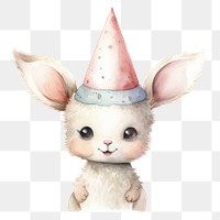 PNG Cute lamb party hat representation. 