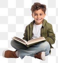 PNG Boy reading sitting book. 