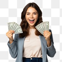 PNG Young woman cheerful banknote portrait. 