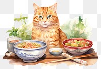 PNG Cat selling a udon mammal animal dish. 