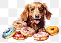 PNG Dog selling a donut mammal animal food. 