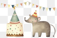 PNG Party individual elephant characters wearing party hat dessert representation celebration. 