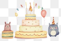 PNG Party individual hamster characters wearing party hat dessert cake transportation. 