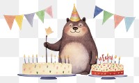 PNG Rat characters wearing party hat dessert cake representation. 